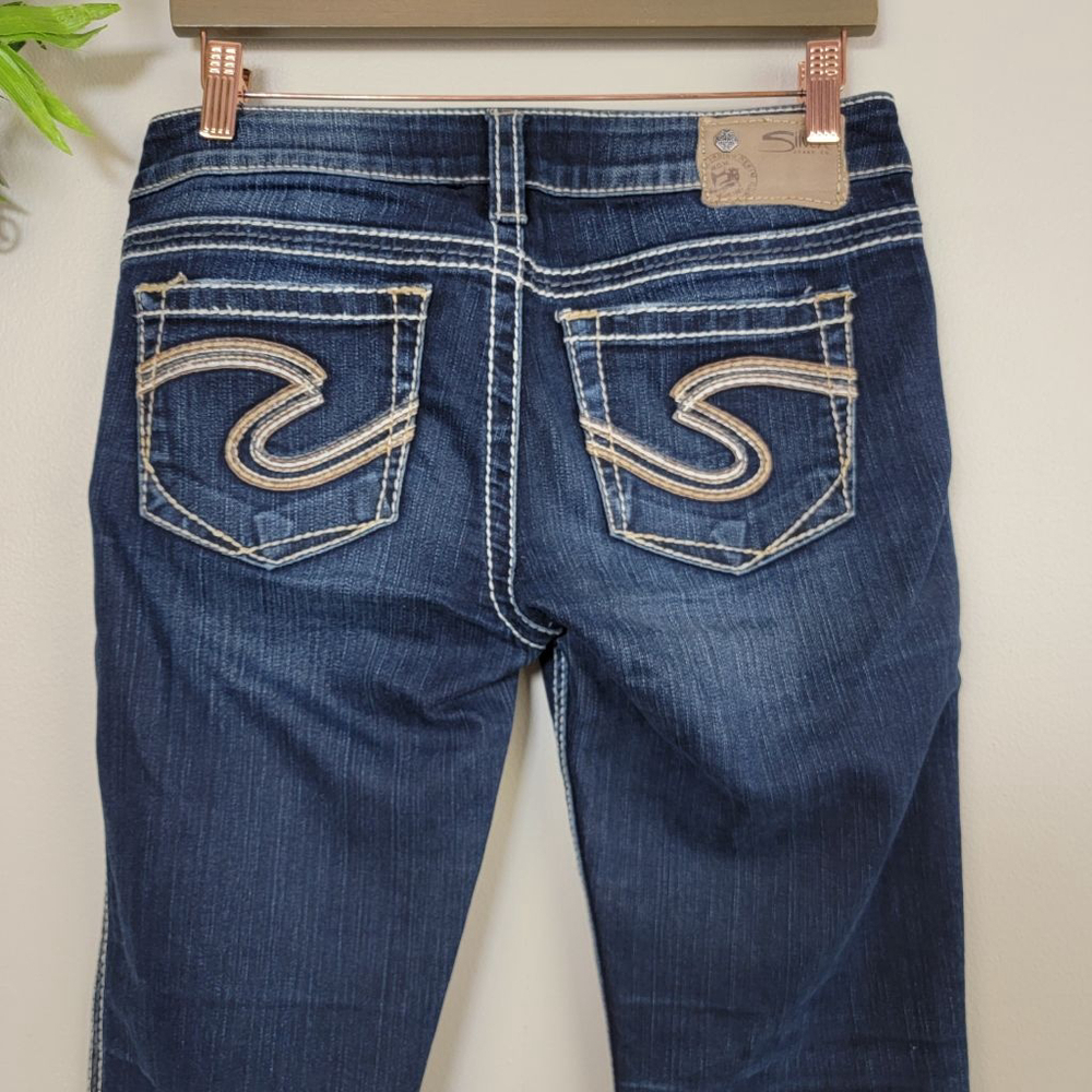 Silver Frances 22" Flare Bootcut Jeans Low Rise Dark Blue Western Cowgirl 27 - Picture 8 of 12